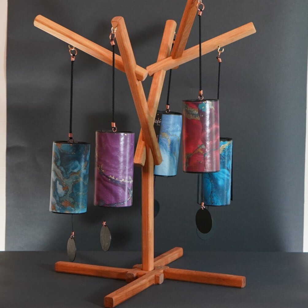 Zaphir Chimes in 5 Different Seasonal Melodies Set of 5 Chimes With Cherry Stand