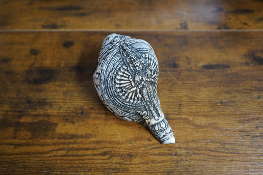 Vishnu "Shankha" Conch, Handcarved Ritual and Ceremonial Piece