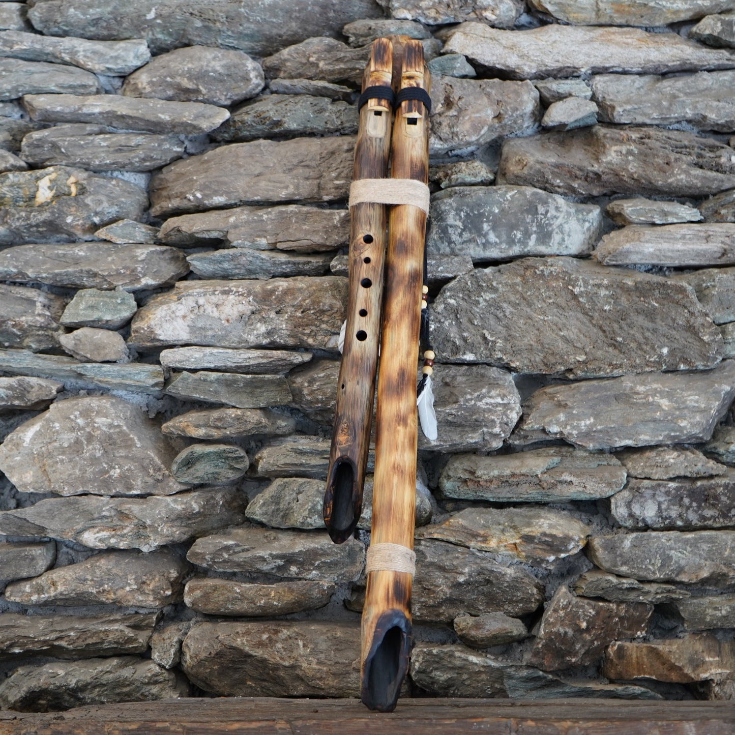 Arabic C-F Harmony Drone Bass Octave Flute Teak Branch 30"