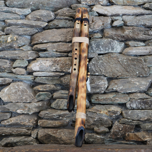 Arabic C-F Harmony Drone Bass Octave Flute Teak Branch 30"