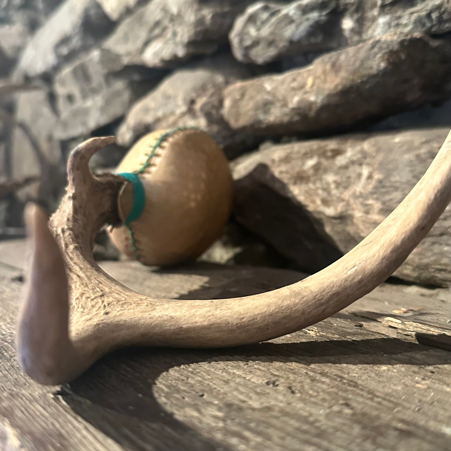 "With Wings of Iron" Antler Rattle 13"