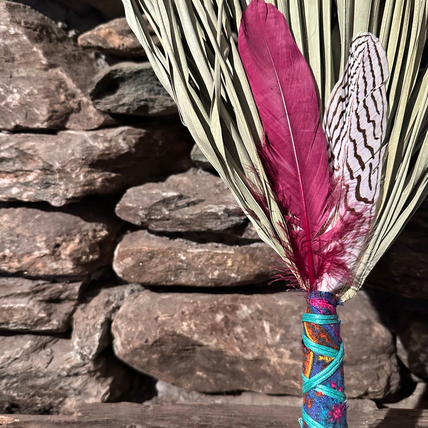 Fan Palm Chakapa 25" Multi-colored Fabric Turquoise Cord