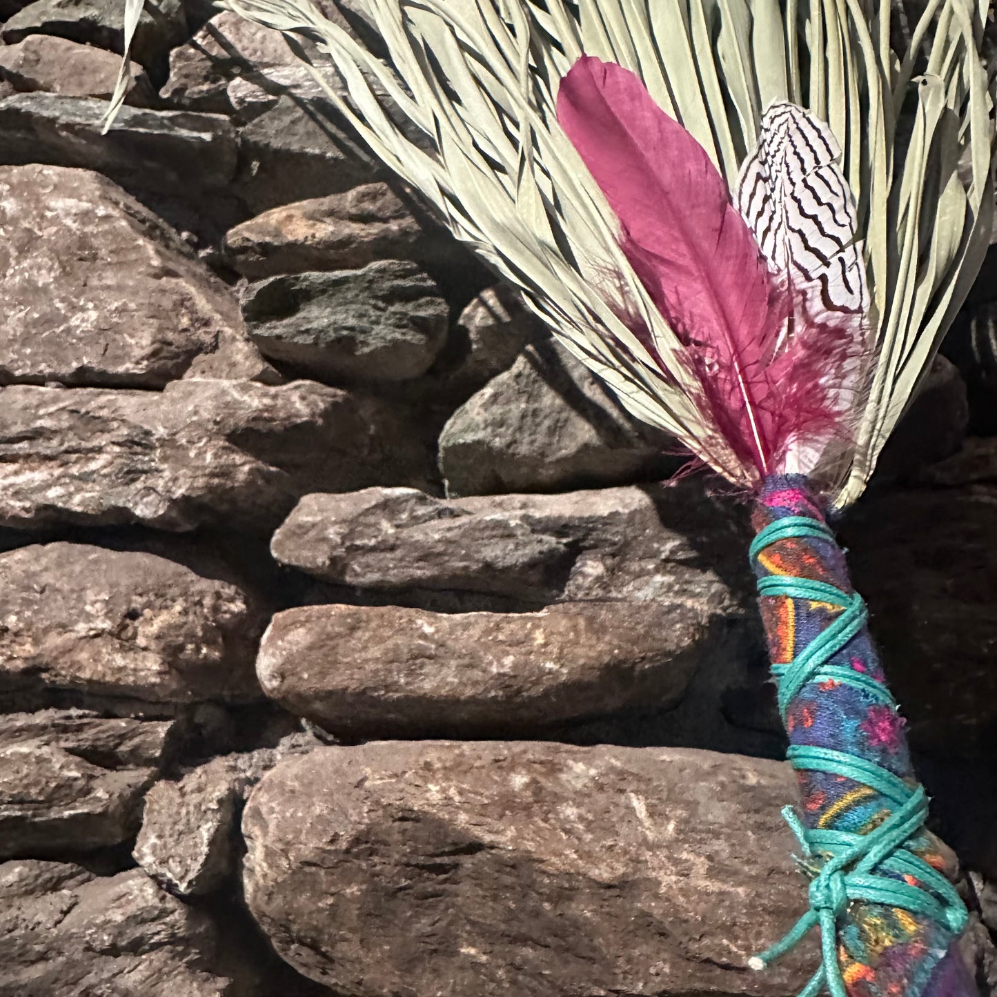 Fan Palm Chakapa 25" Multi-colored Fabric Turquoise Cord