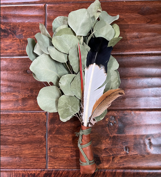 Eucalyptus Chakapa with Brown Leather with Olive Cord