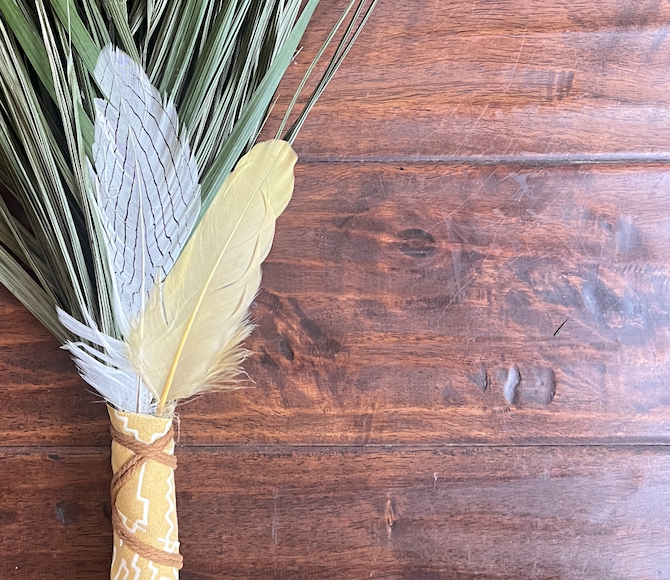Fan Palm Chakapa 22" Yellow & White Canvas with Tan Cord