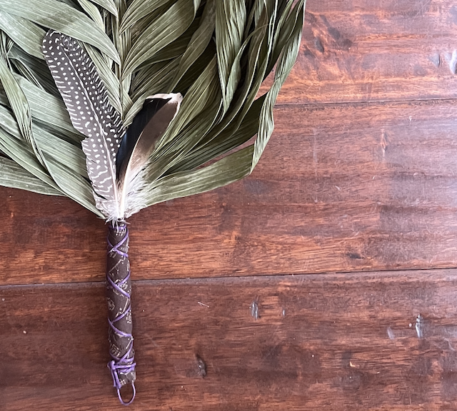 Commodore Palm Chakapa 25" Brown Fabric with Purple Cord