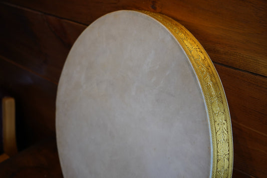 Hand Made 20.5" Ocean Drum with Gold Trim and Carry Case