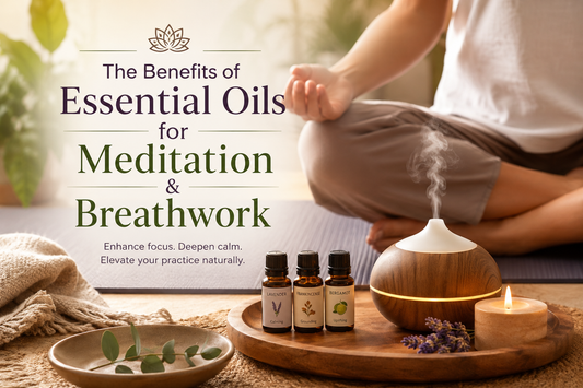 meditation essential oils setup with diffuser and cushion