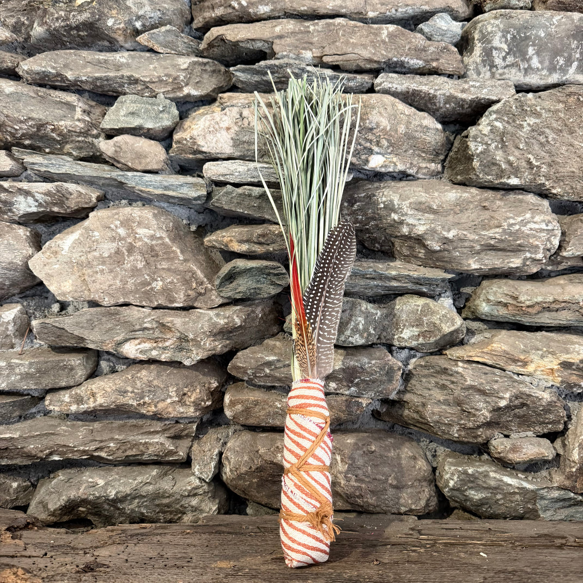 Bear Grass Chakapa 19" Orange & Cream with Tan Cord