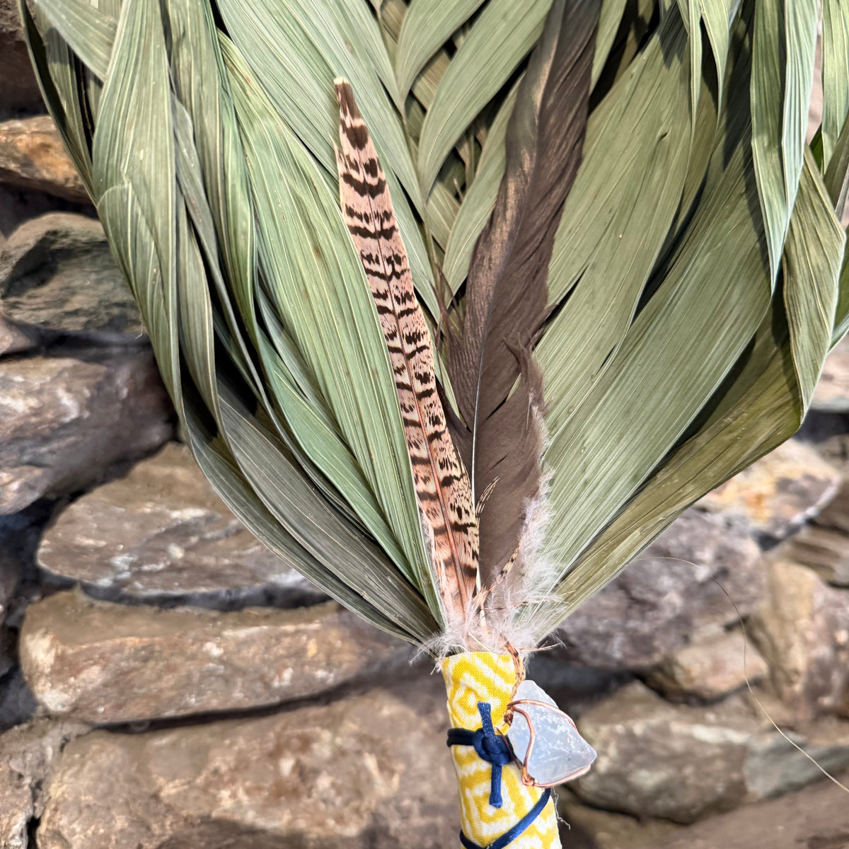 Commodore Palm Chakapa 25" With Rooster and Blue Celestite