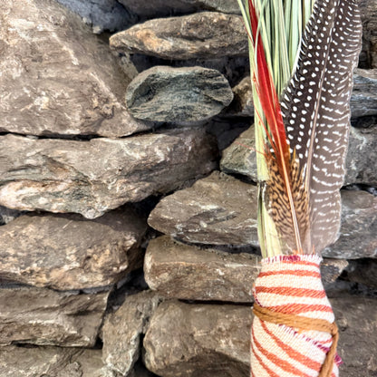 Bear Grass Chakapa 19" Orange & Cream with Tan Cord