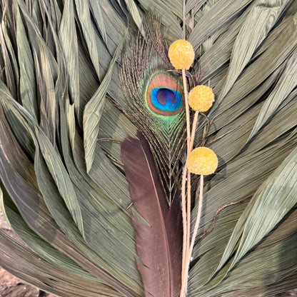 Commodore Palm Chakapa 25" With Peacock and Yellow Crasperdia