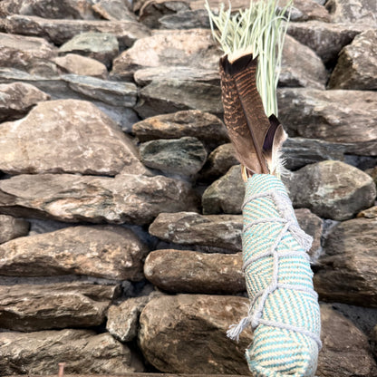 Bear Grass Chakapa 19" Turquoise & Grey with Grey Cord