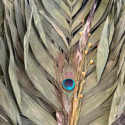 Commodore Palm Chakapa 25" With Peacock and Happy Flowers