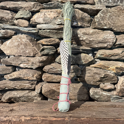 Bear Grass Chakapa 19" Turquoise & Grey with Mauve Cord