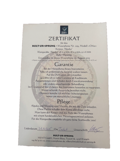 Beluga Waterphone in Nickel Silver