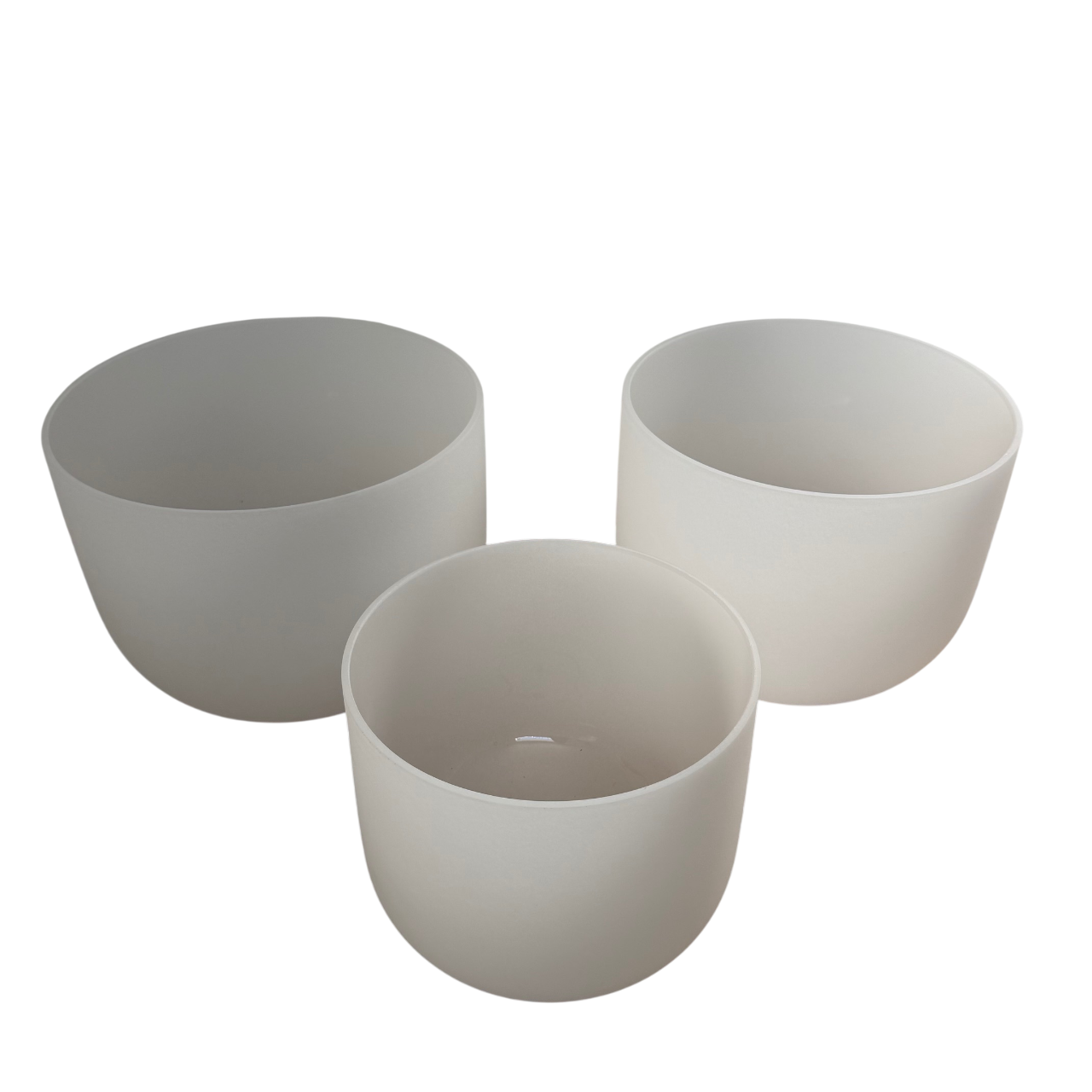 C-D-F Frosted Singing Bowl Triad Set with Bag