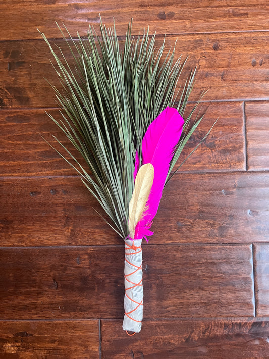 Fan Palm Chakapa 22" White & Grey Canvas with Orange Cord