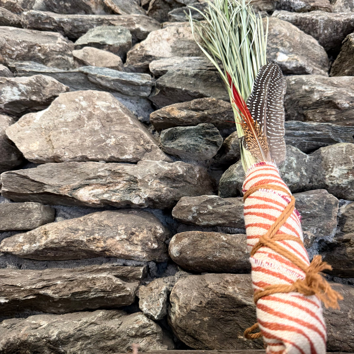 Bear Grass Chakapa 19" Orange & Cream with Tan Cord