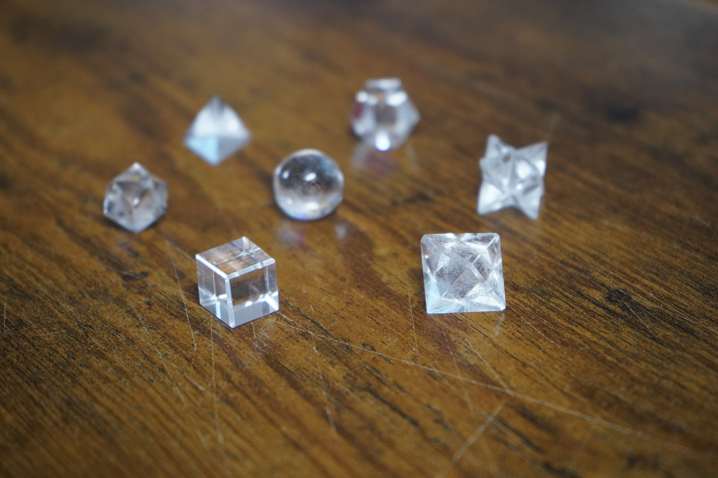 Platonic and Archimedean Solids Set of Seven with Case