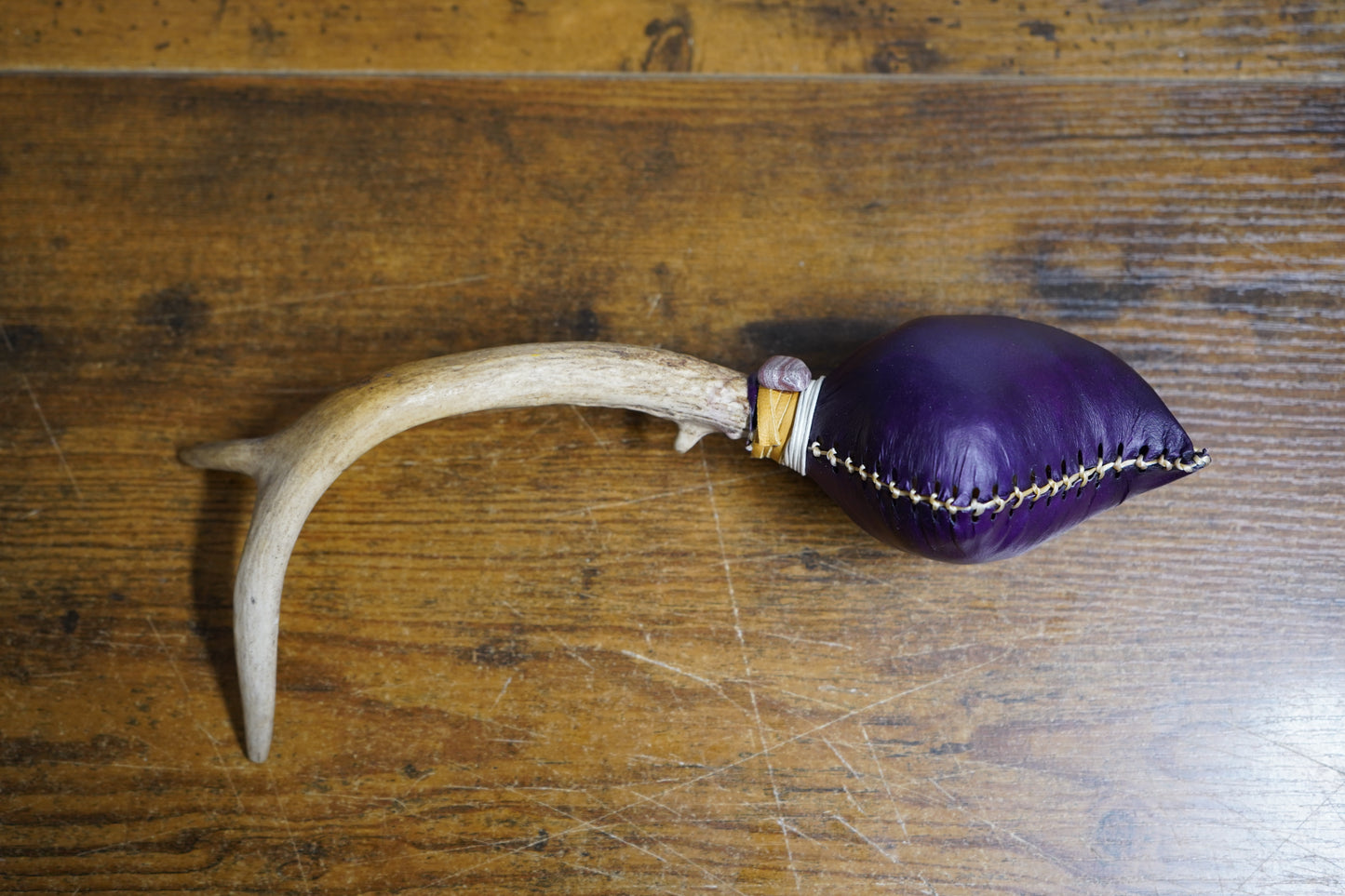 "Purple Evening" Deer Antler Rattle 11.5"