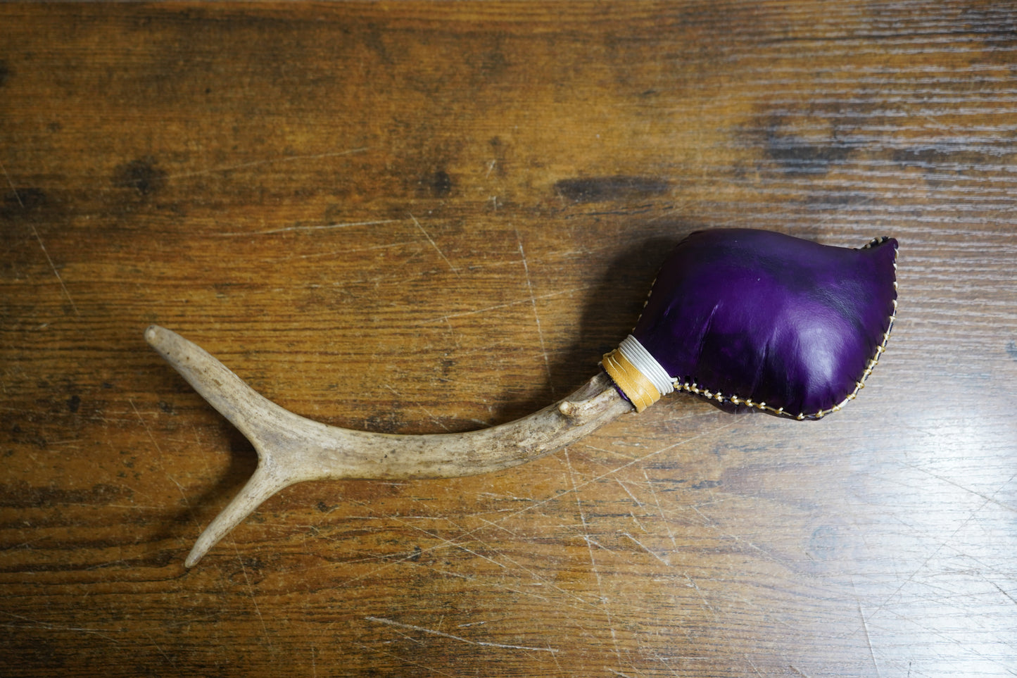 "Purple Evening" Deer Antler Rattle 11.5"