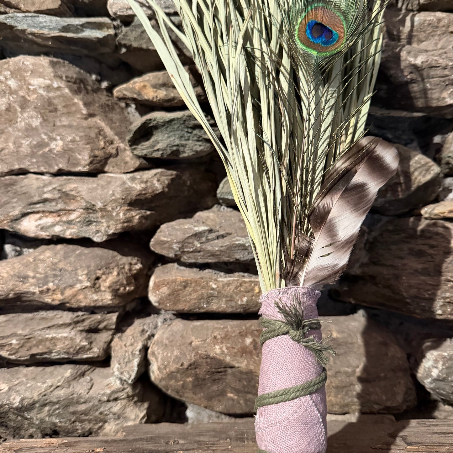 Fan Palm Chakapa 19" Lavender with Olive Cord