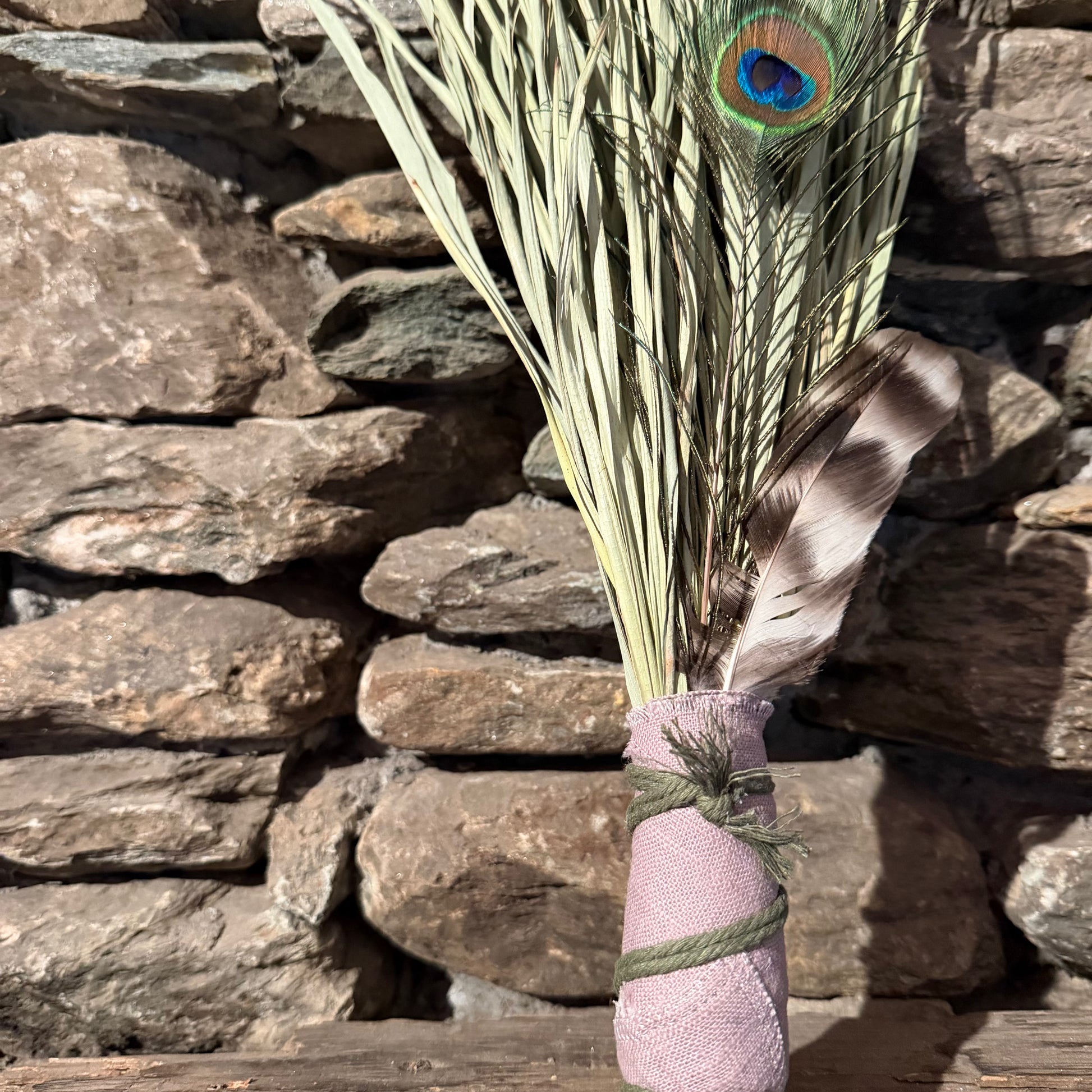 Fan Palm Chakapa 19" Lavender with Olive Cord