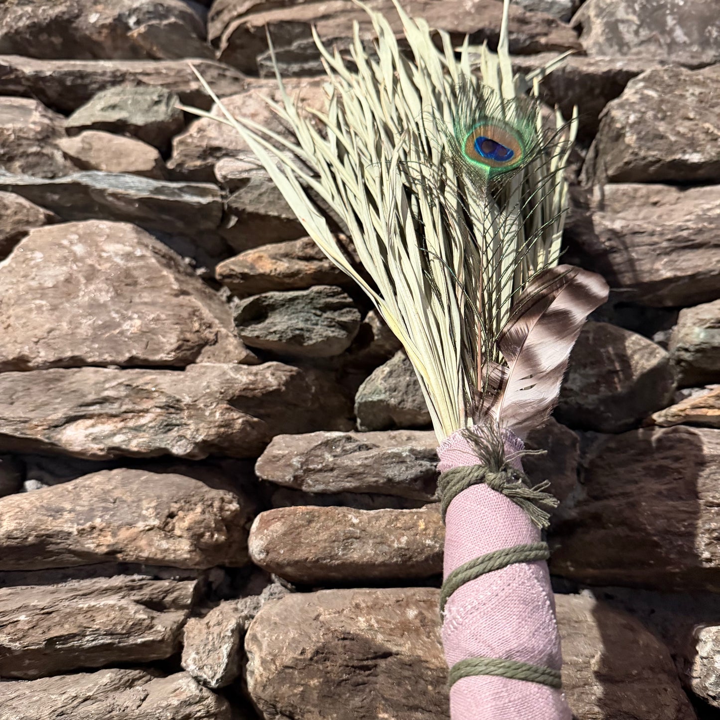 Fan Palm Chakapa 19" Lavender with Olive Cord