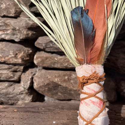 Fan Palm Chakapa 19" Cream & Orange with Tan Cord