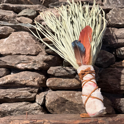 Fan Palm Chakapa 19" Cream & Orange with Tan Cord