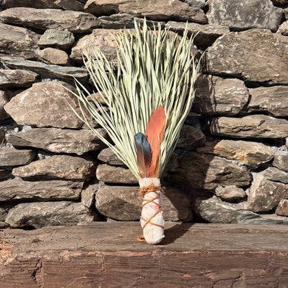 Fan Palm Chakapa 19" Cream & Orange with Tan Cord