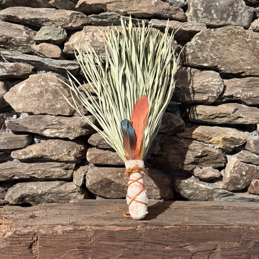 Fan Palm Chakapa 19" Cream & Orange with Tan Cord