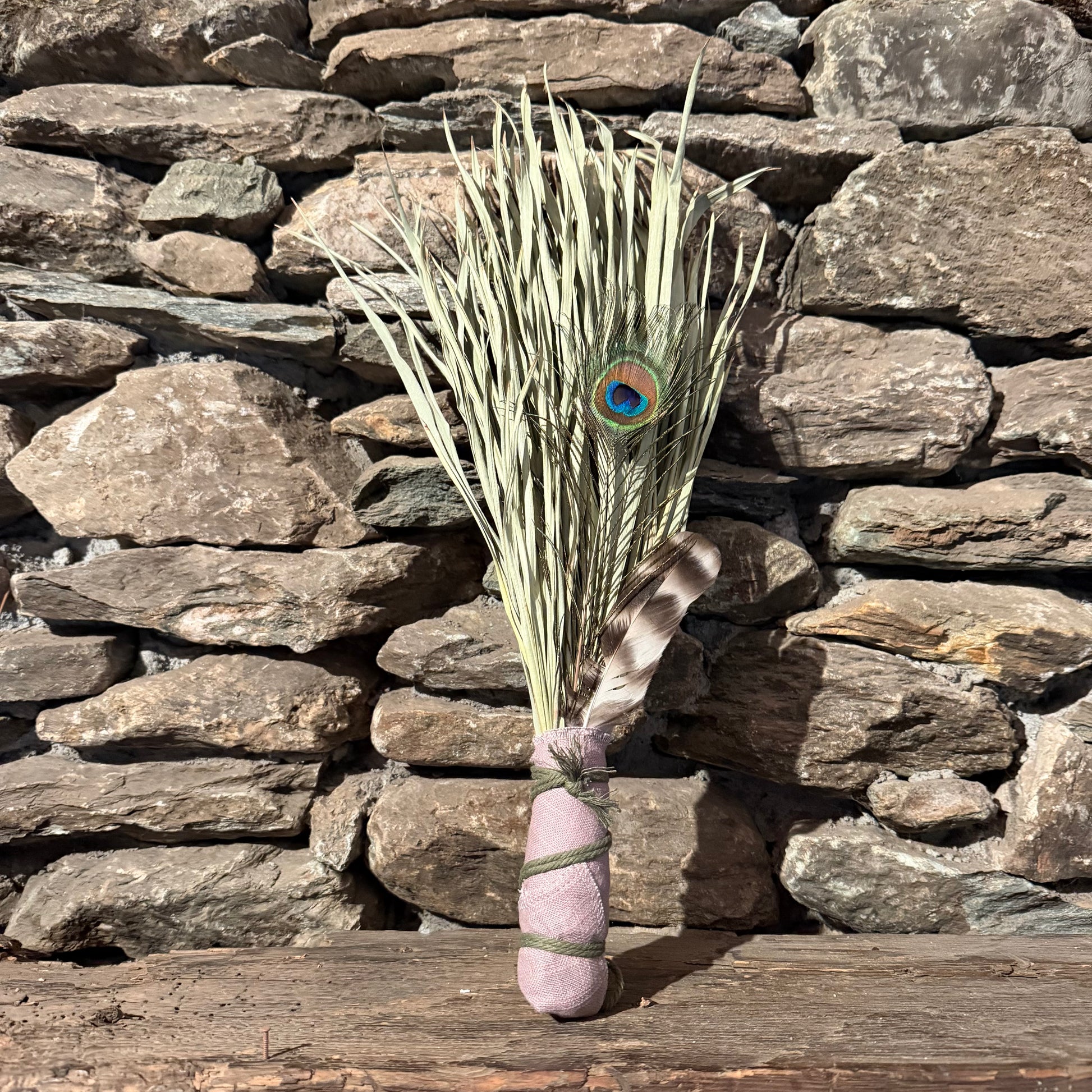Fan Palm Chakapa 19" Lavender with Olive Cord