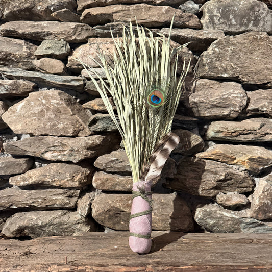 Fan Palm Chakapa 19" Lavender with Olive Cord