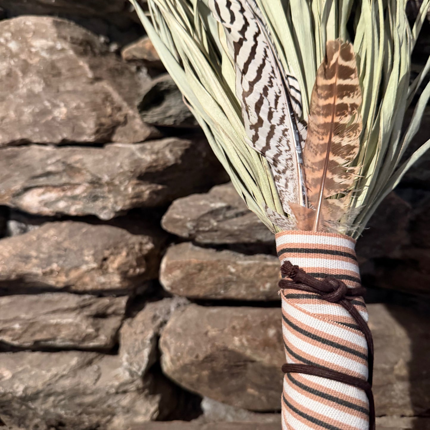 Fan Palm Chakapa 19" Striped with Dark Brown Cord