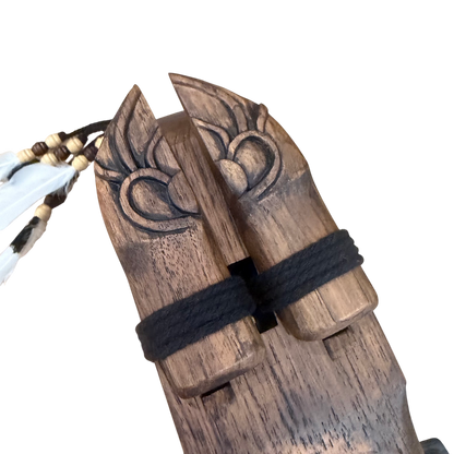 Ganesha Carved Drone Flute Bb-D 528Hz Raga Bilahari Scale