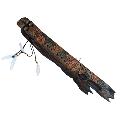Marigold Carved Drone Flute C-F 432Hz Dorian Scale