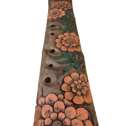 Marigold Carved Drone Flute C-F 432Hz Dorian Scale