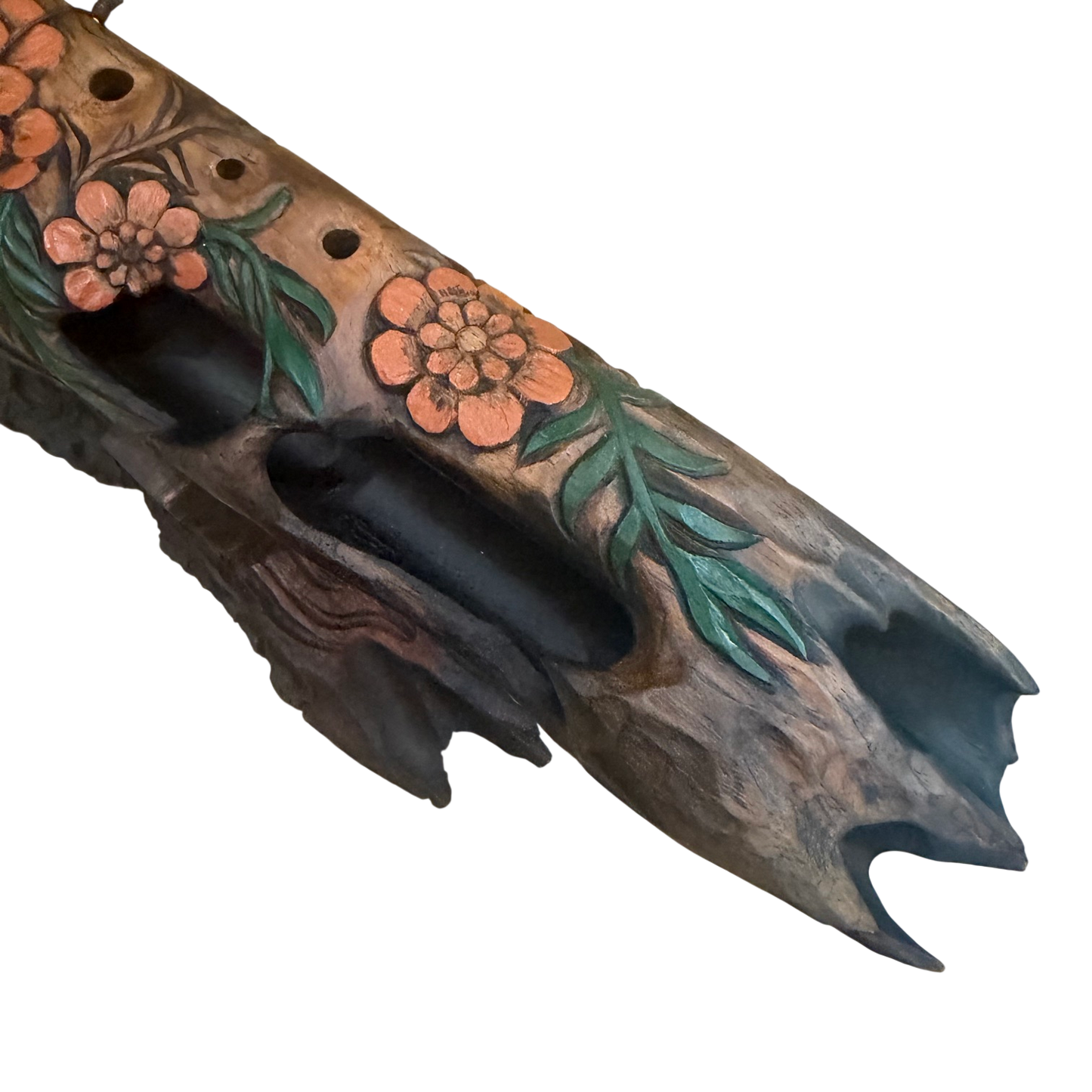 Marigold Carved Drone Flute C-F 432Hz Dorian Scale