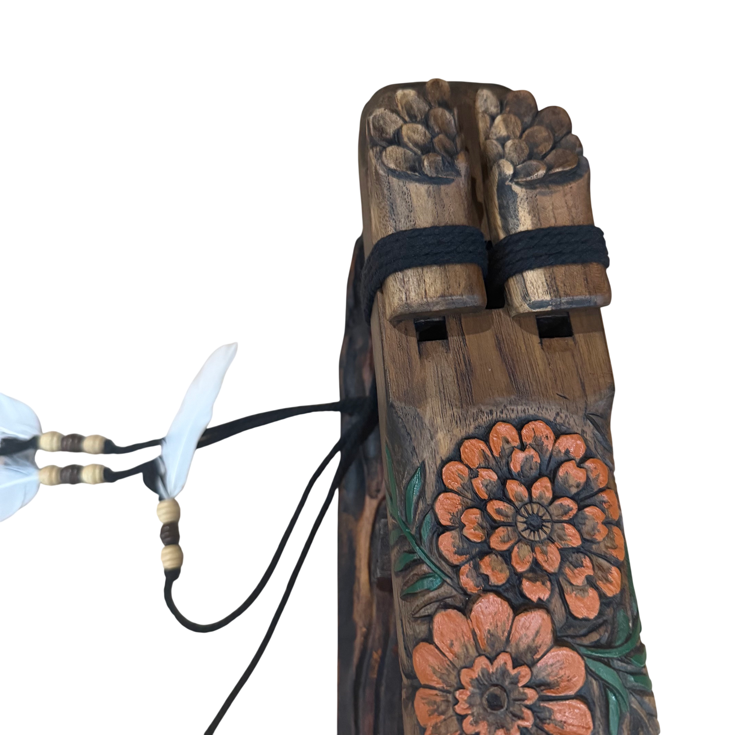 Marigold Carved Drone Flute C-F 432Hz Dorian Scale