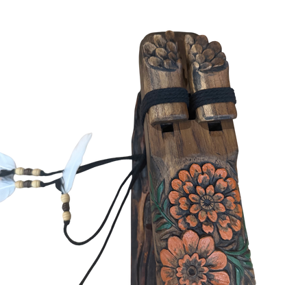 Marigold Carved Drone Flute C-F 432Hz Dorian Scale