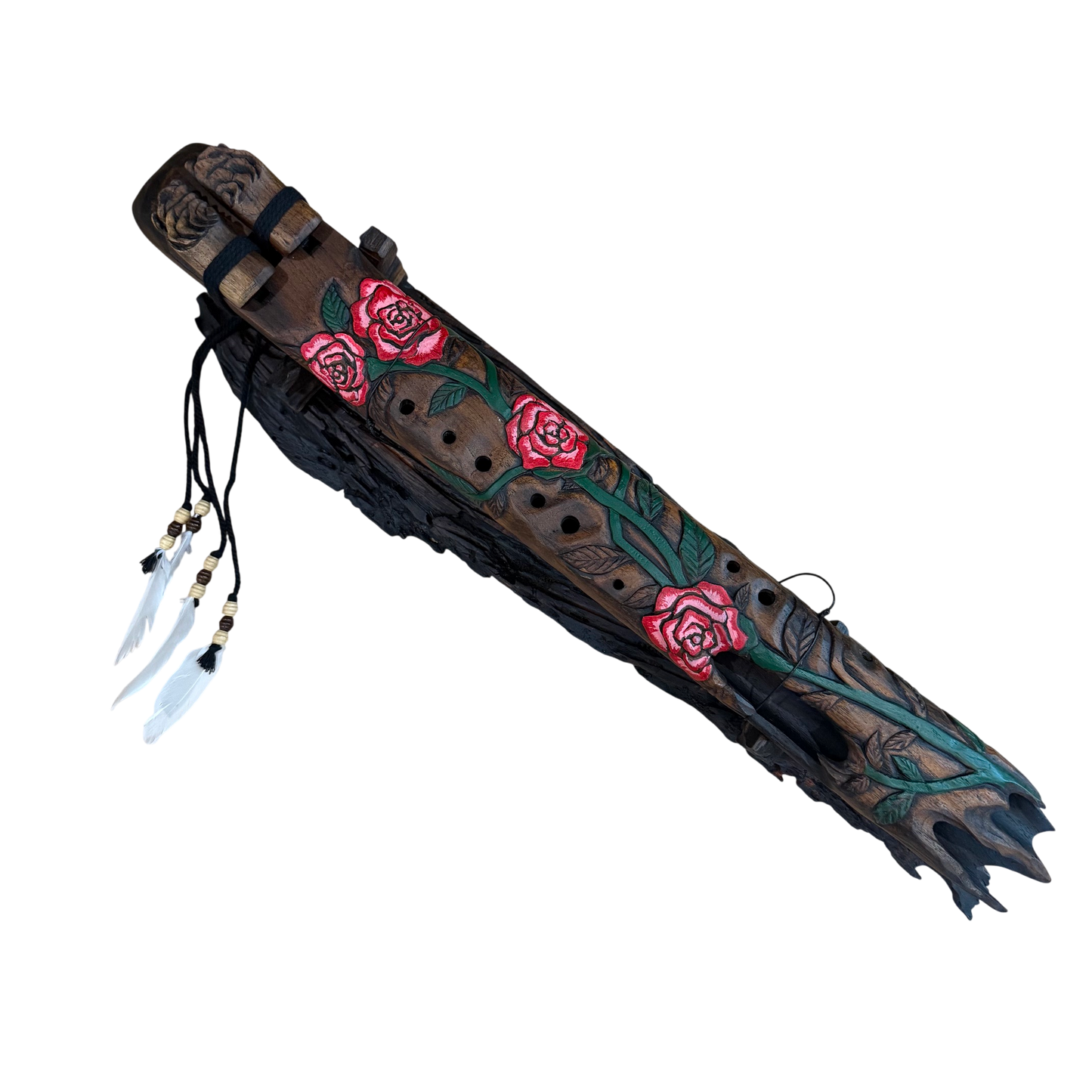 Rose Carved Drone Flute D-G 432Hz Arabic Scale