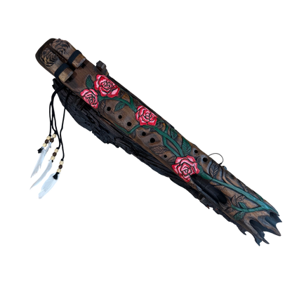 Rose Carved Drone Flute D-G 432Hz Arabic Scale