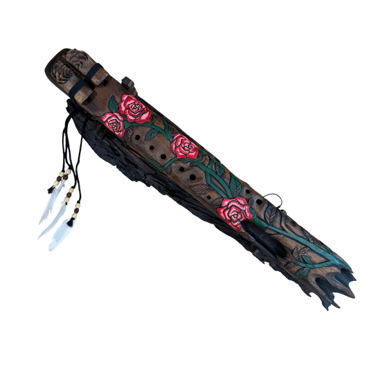 Rose Carved Drone Flute D-G 432Hz Arabic Scale