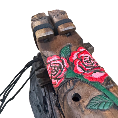 Rose Carved Drone Flute D-G 432Hz Arabic Scale