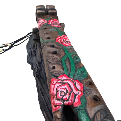 Rose Carved Drone Flute D-G 432Hz Arabic Scale