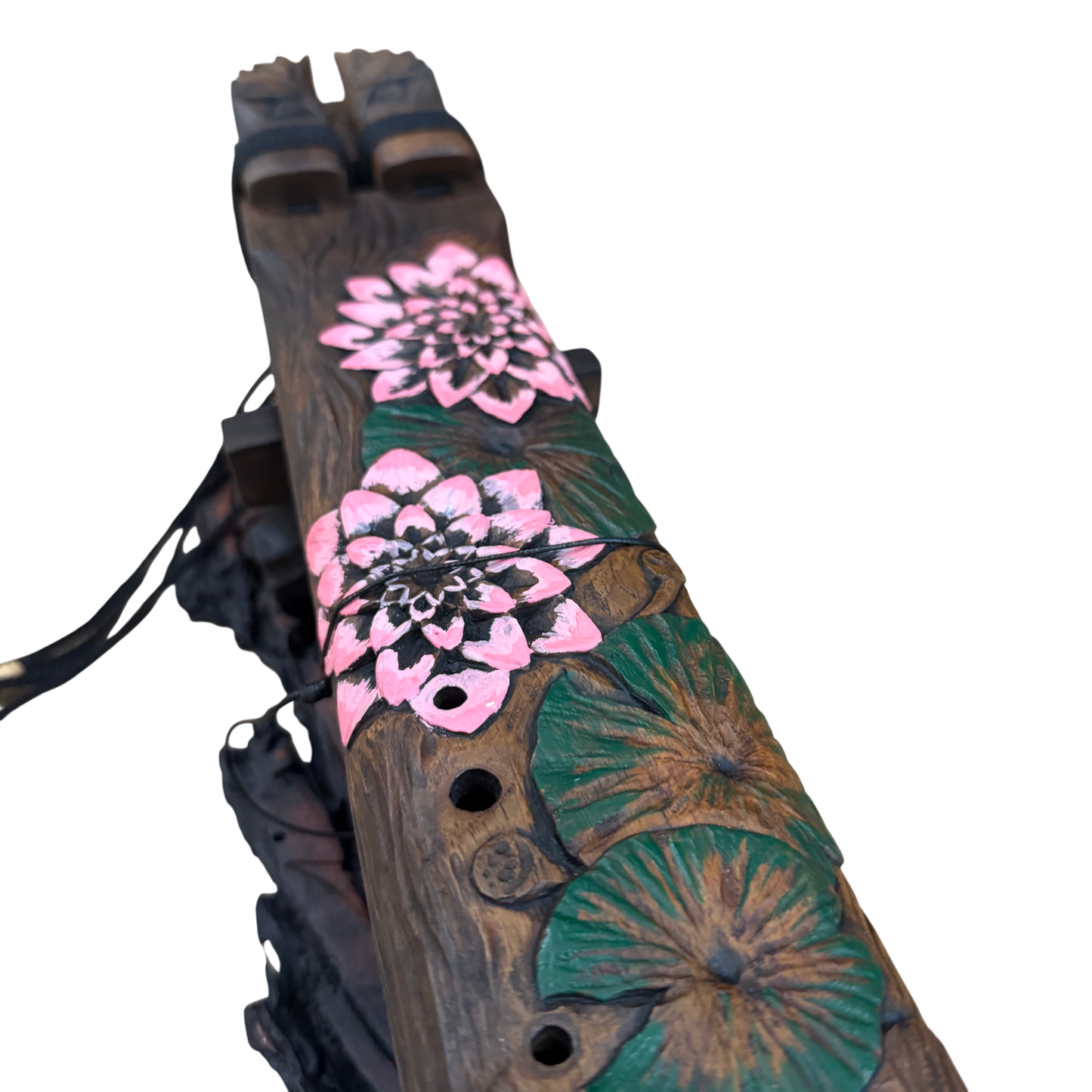 Lotus Carved Drone Flute B-E 432Hz Egyptian Scale