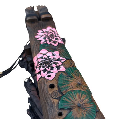 Lotus Carved Drone Flute B-E 432Hz Egyptian Scale