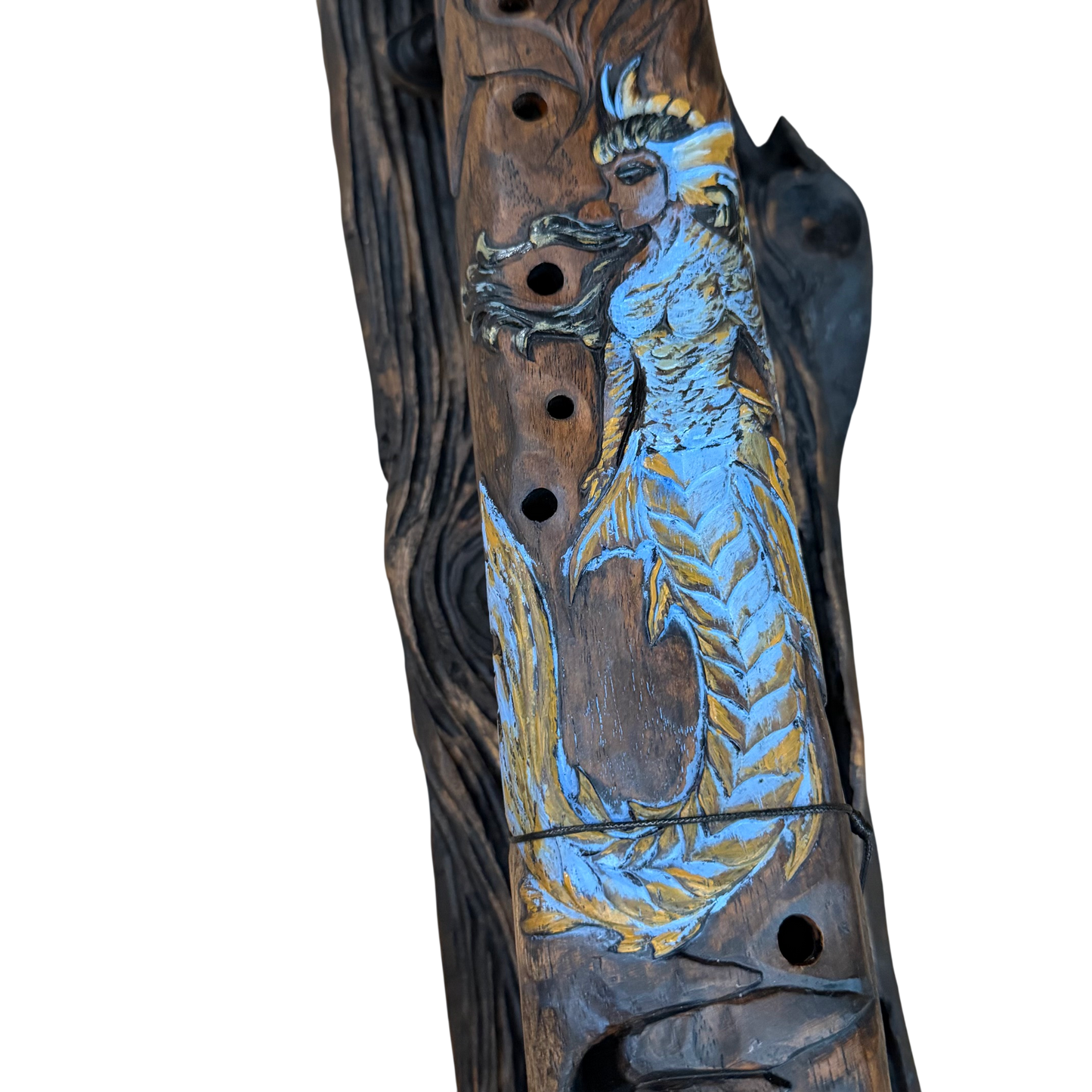 Nereid Carved Drone Flute B-E 432Hz Dorian Scale